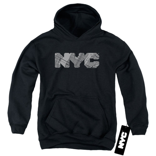 New York City Map Fill Black Youth Hoodie
