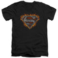 Superman Iron Fire Shield V-Neck T-Shirt