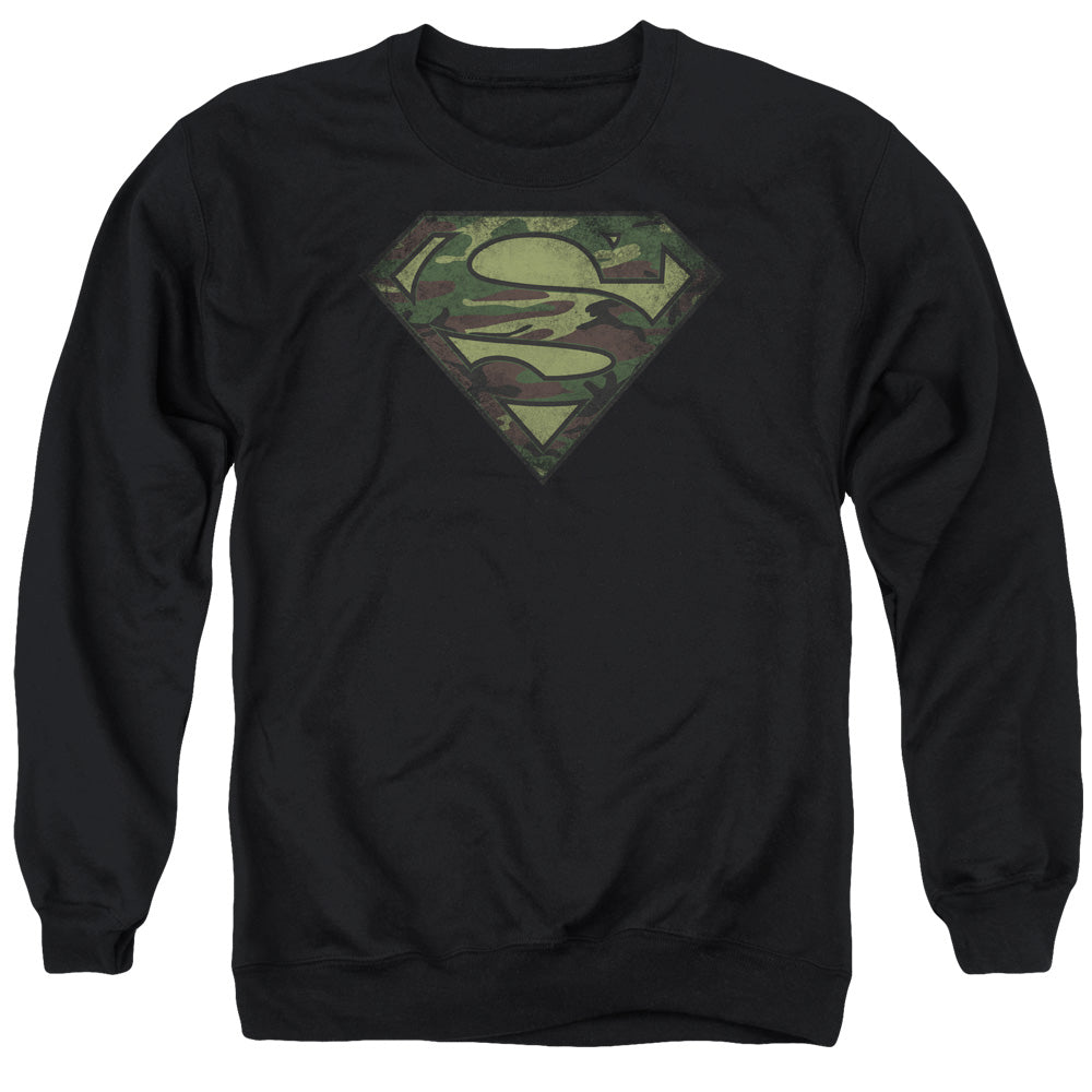 Superman Camo Logo Distressed Crewneck Sweatshirt