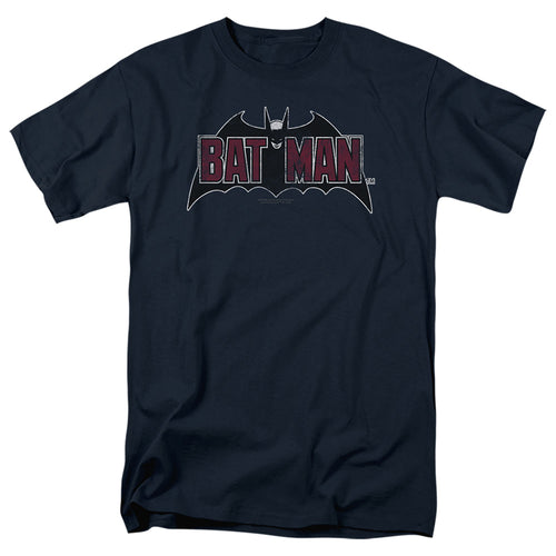 The Batman Vintage Bat Logo on Navy T-Shirt