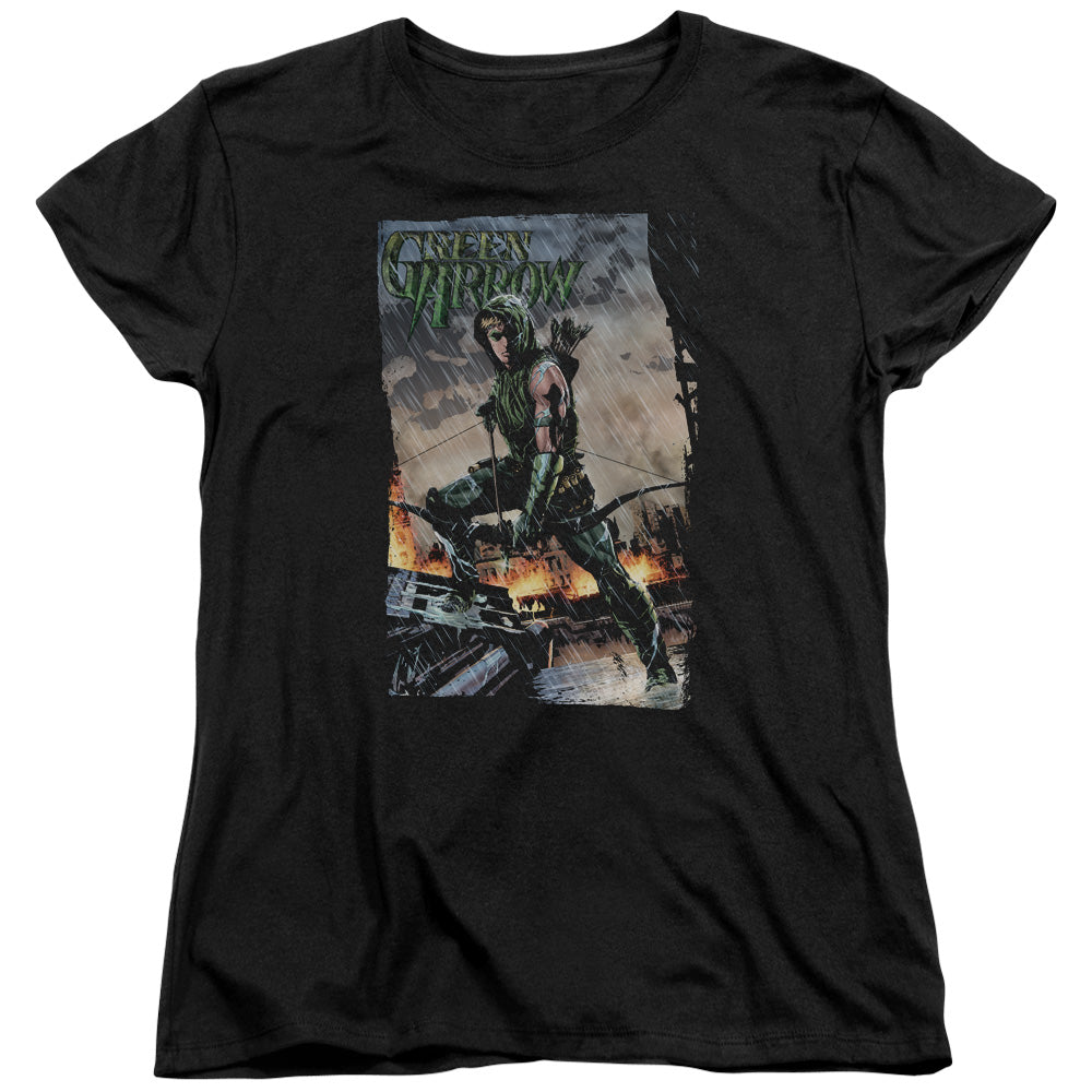 Justice League Fire And Rain Womens T-Shirt