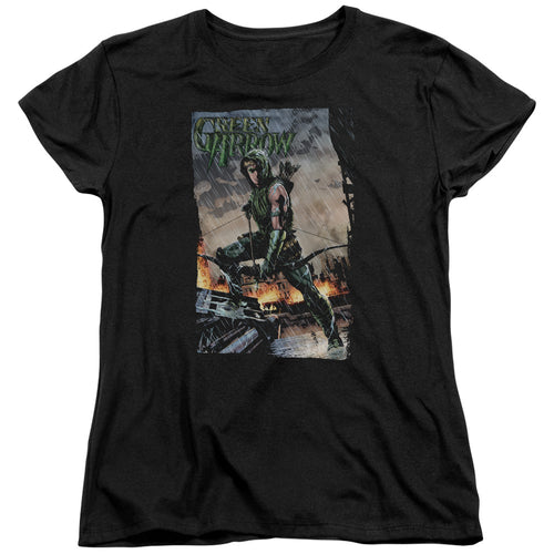Justice League Fire And Rain Womens T-Shirt