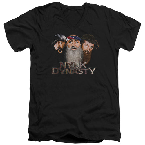 The Three Stooges Nyuk Dynasty Beards V-Neck T-Shirt