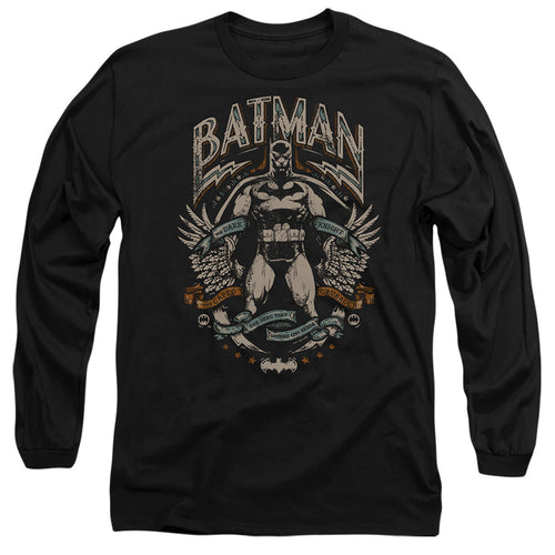 The Batman Gotham Hero on Black Long Sleeve T-Shirt