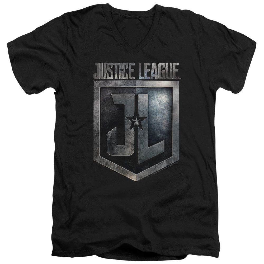 Justice League Shield Logo V-Neck T-Shirt