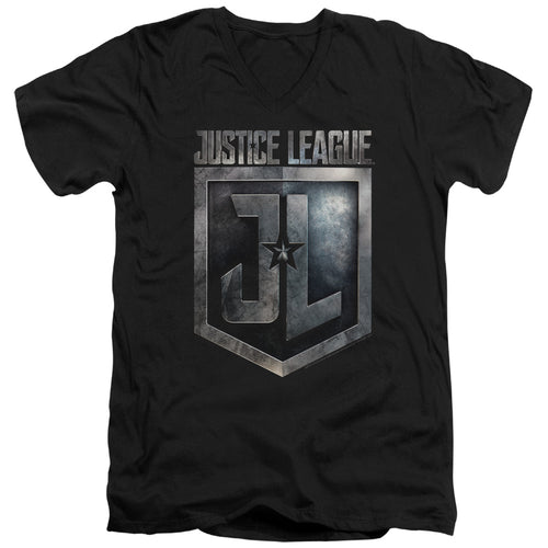 Justice League Shield Logo V-Neck T-Shirt