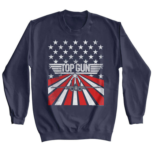 Navy Top Gun sweatshirt featuring Top Gun Stars and Stripes design