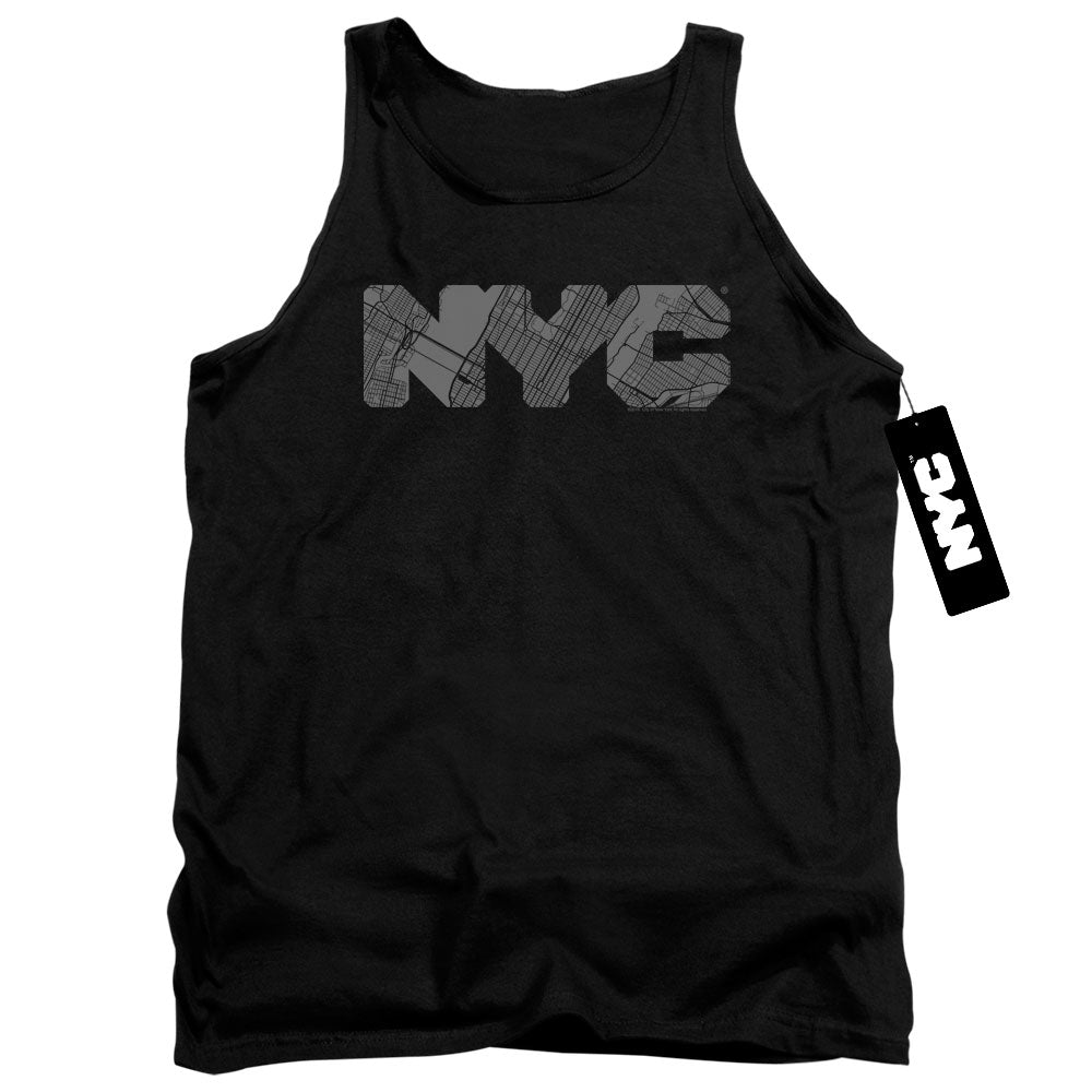 New York City Map Fill Black Tank Top