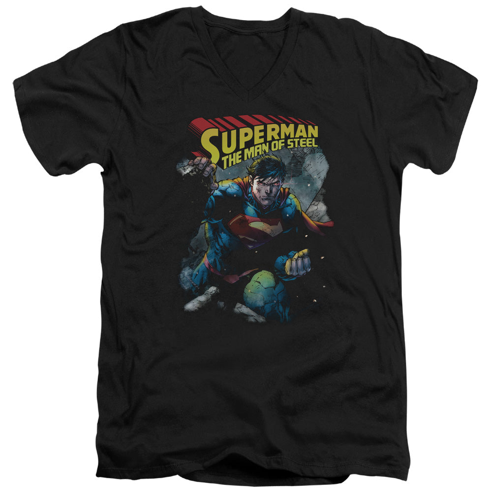 Superman Through the Rubble V-Neck T-Shirt