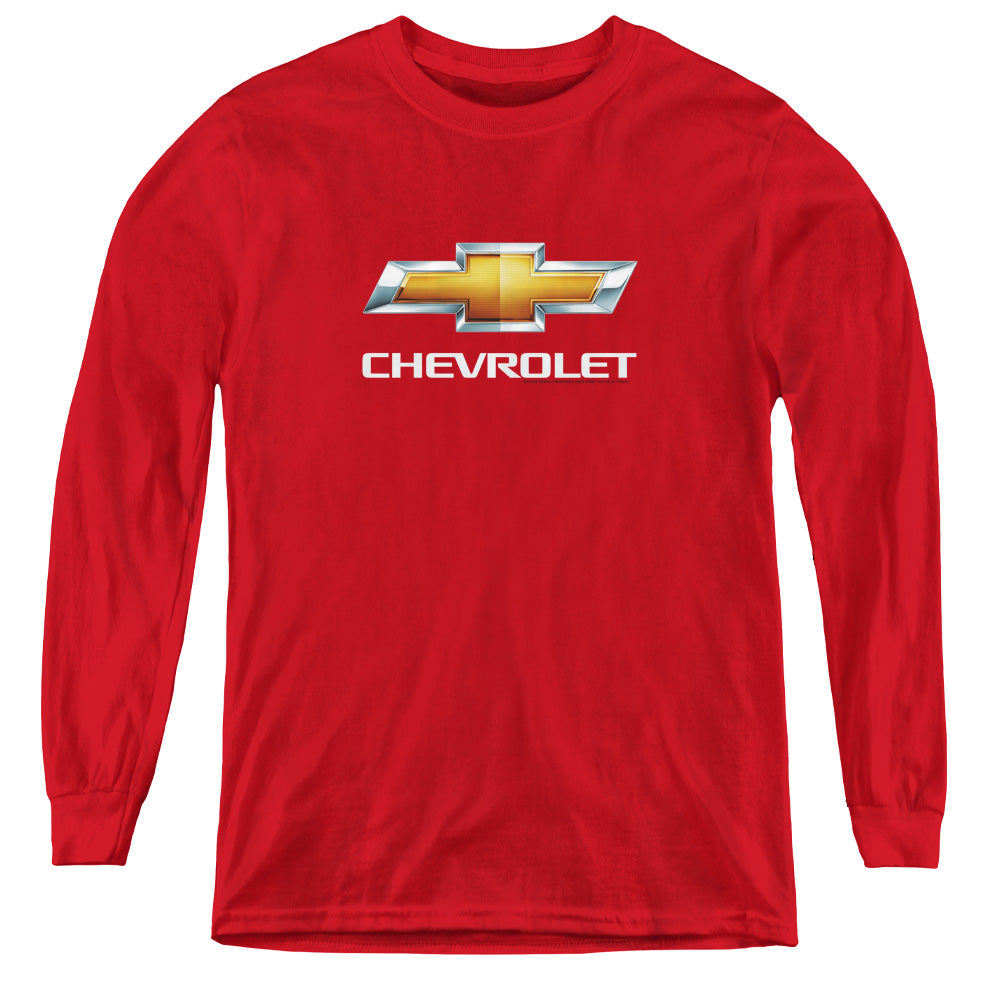 Chevy Bowtie Stacked Red Youth Long Sleeve T-Shirt