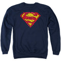 Superman Shattered Shield Navy Crewneck Sweatshirt