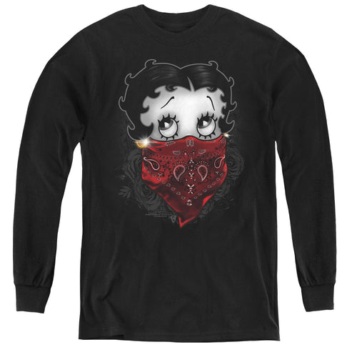 Betty Boop Bandana & Roses Youth Long Sleeve T-Shirt