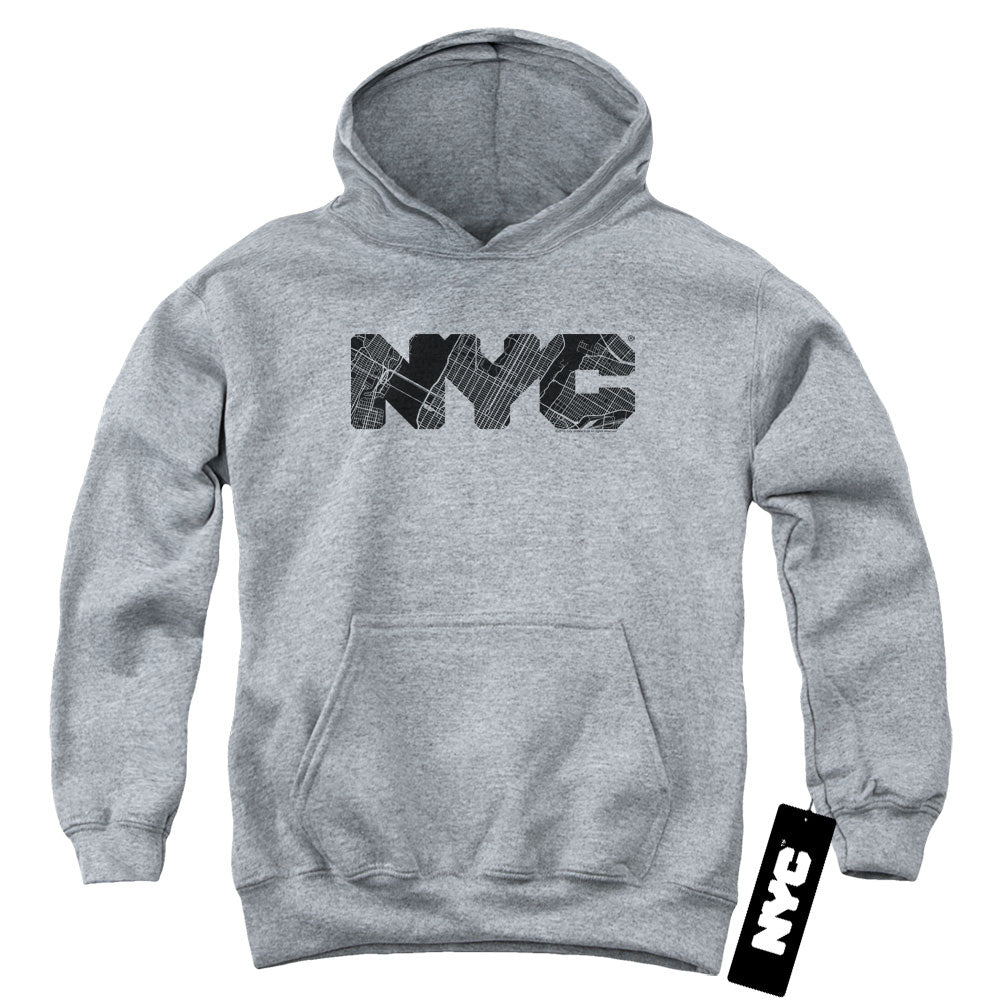 New York City Map Fill Youth Hoodie