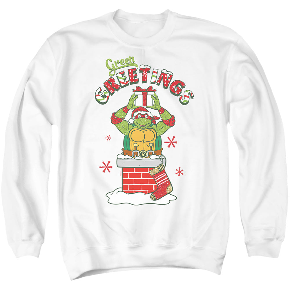 Teenage Mutant Ninja Turtles Green Greetings Christmas Scene Crewneck Sweatshirt