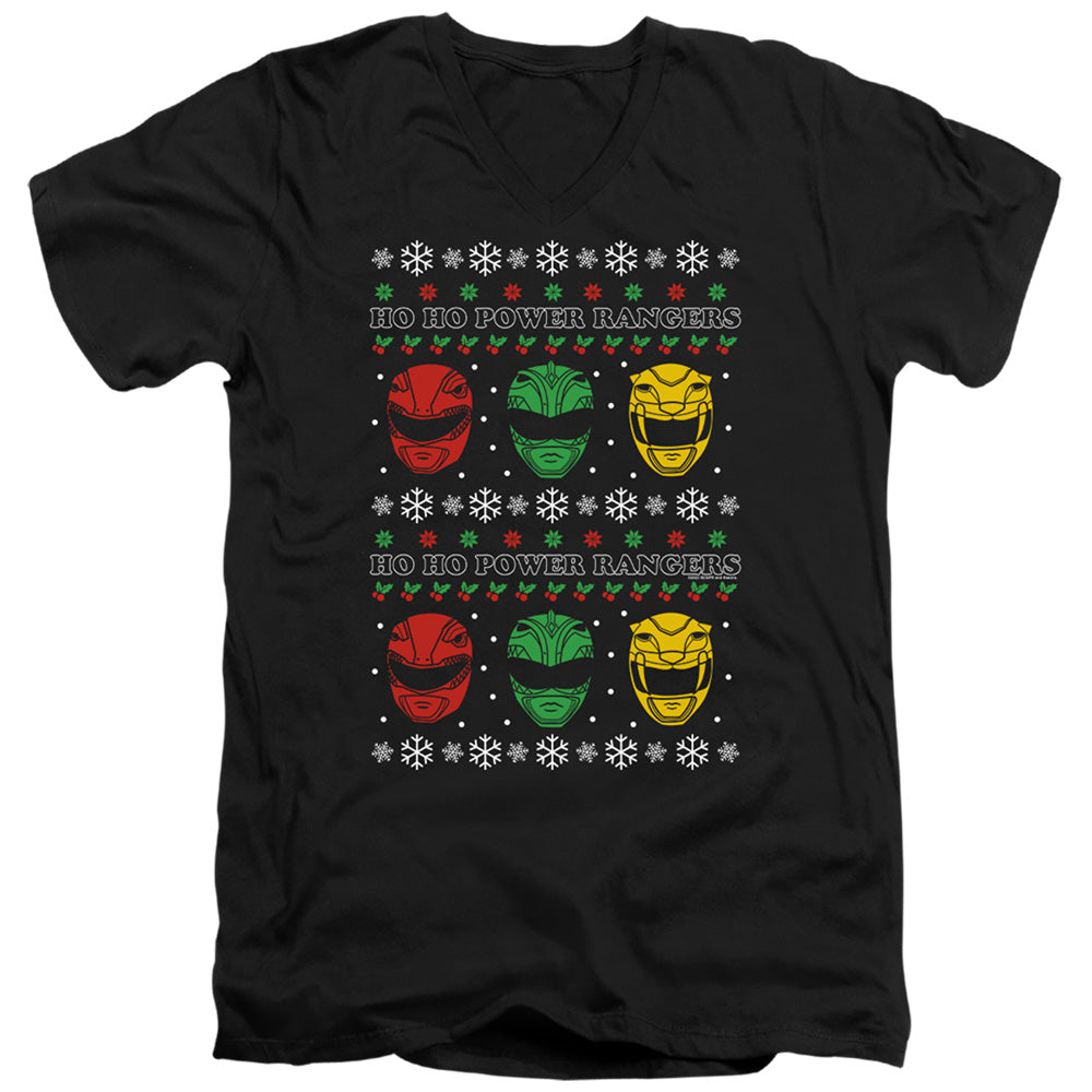 Mighty Morphin Power Rangers Ho Ho Power Rangers Ugly Christmas V-Neck T-Shirt