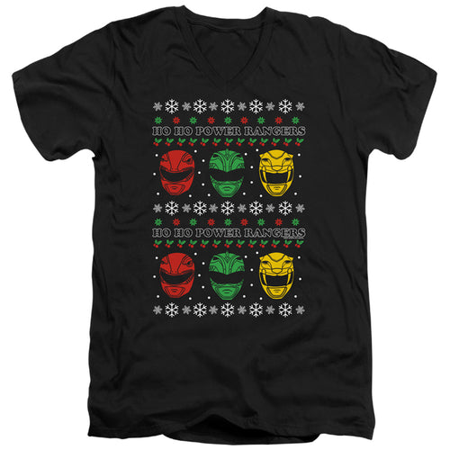 Mighty Morphin Power Rangers Ho Ho Power Rangers Ugly Christmas V-Neck T-Shirt