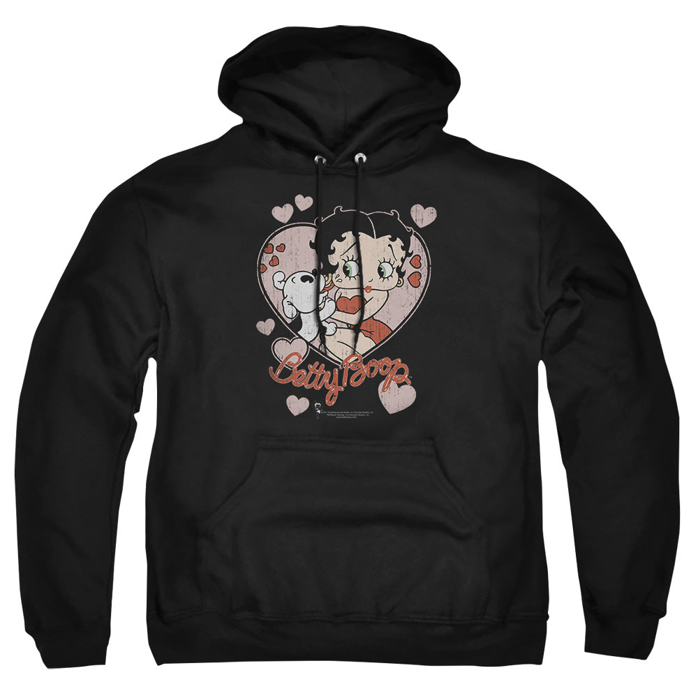 Betty Boop Classic Kiss Faded Heart Pullover Hoodie
