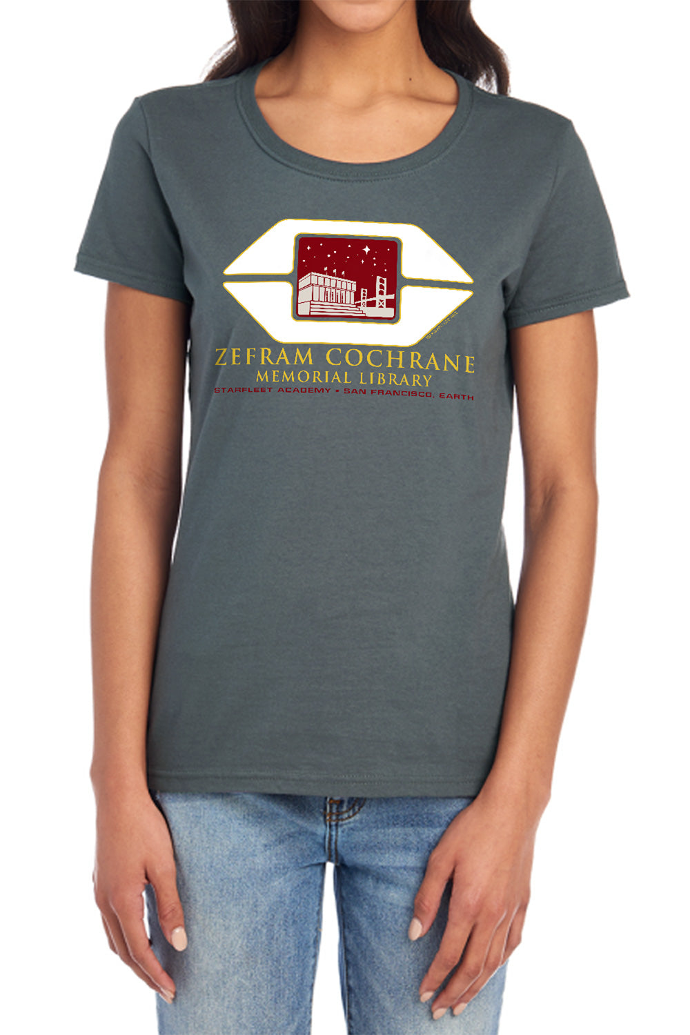 Star Trek Zefram Cochrane Memorial Library Womens T-Shirt