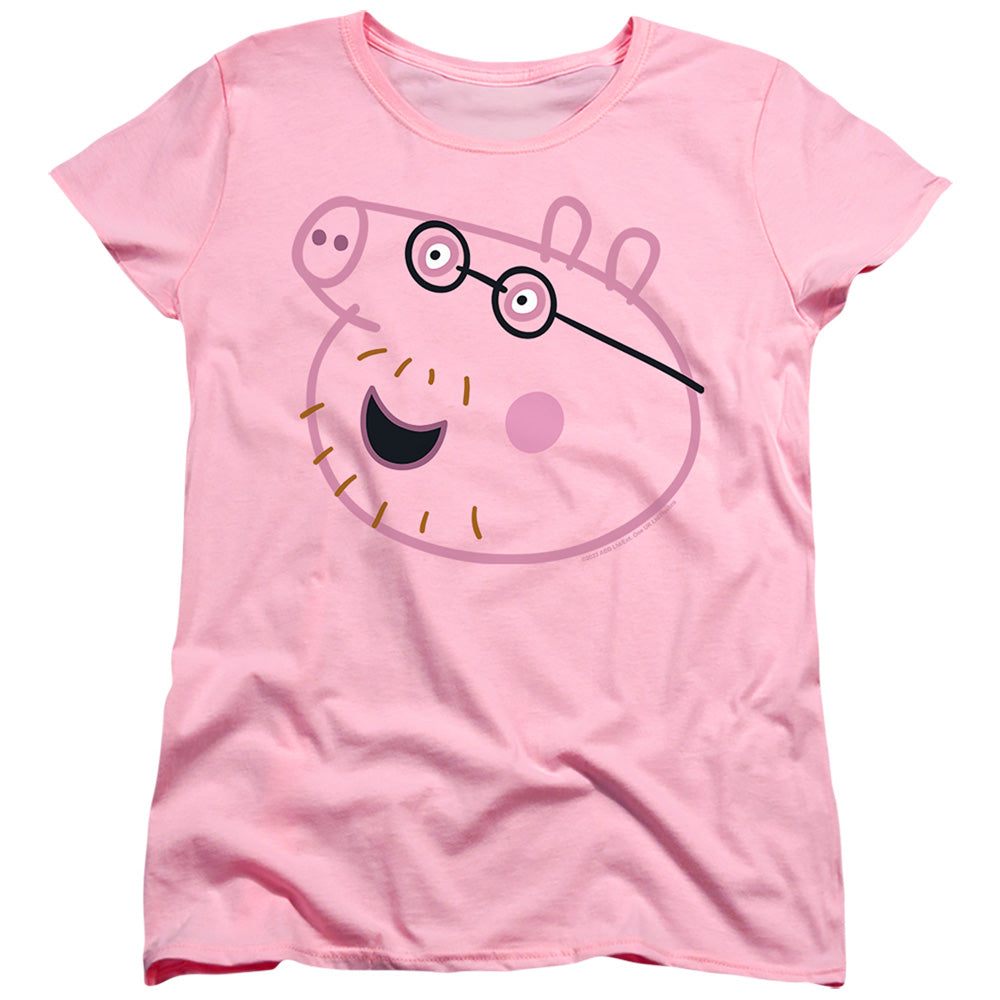 Peppa Pig Pink Out Daddy Pig Face Womens T-Shirt