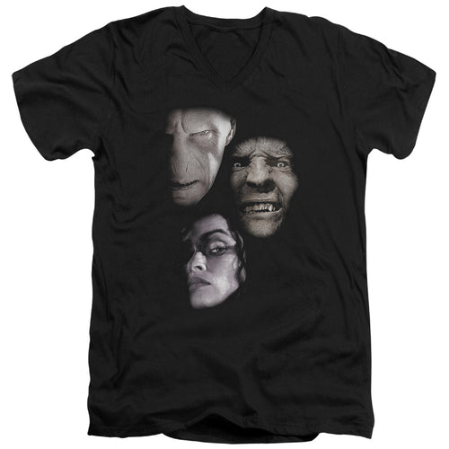 Harry Potter Villian Heads V-Neck T-Shirt