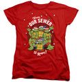 Teenage Mutant Ninja Turtles Merry Christmas From Our Sewer Womens T-Shirt