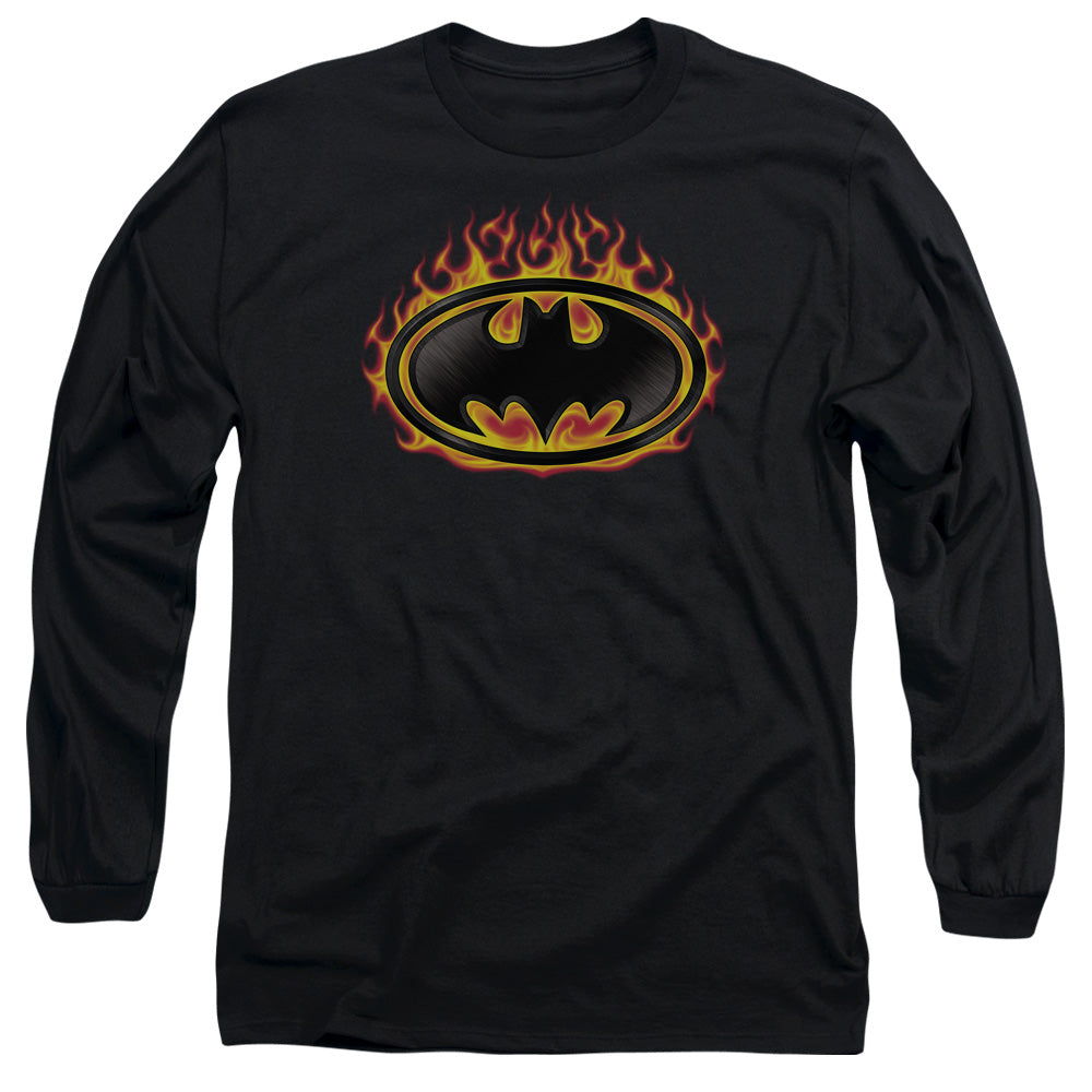 Batman Bat Flames Shield Long Sleeve T-Shirt