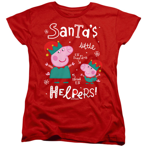 Peppa Pig And George Pig, Merry Christmas Elves Womens T-Shirt