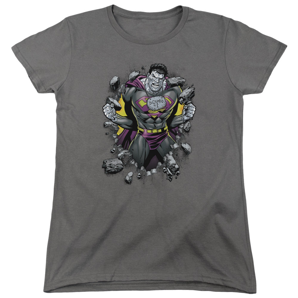 Superman Bizzaro Breakthrough Charcoal Womens T-Shirt