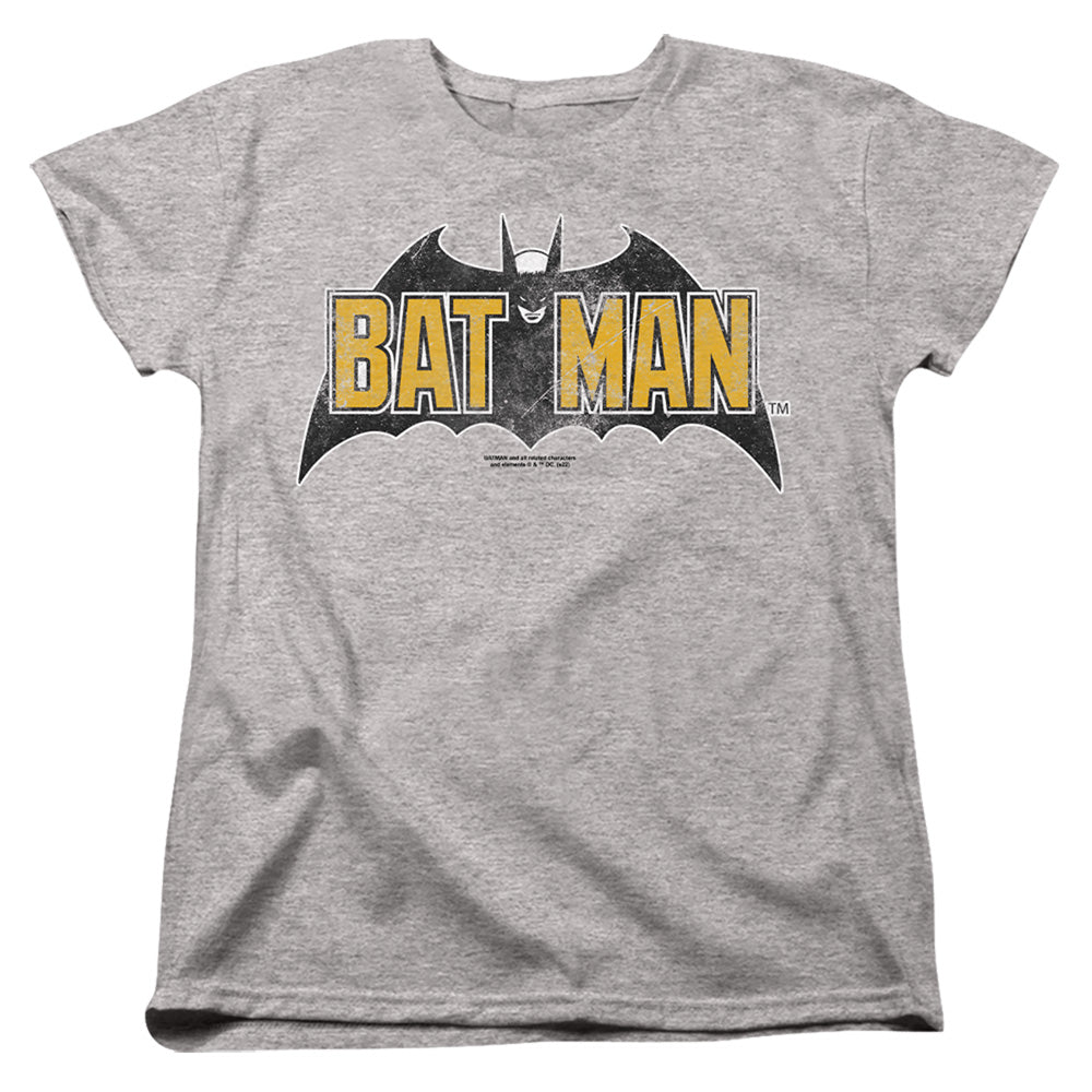 The Batman Vintage Bat Logo on Gray Womens T-Shirt