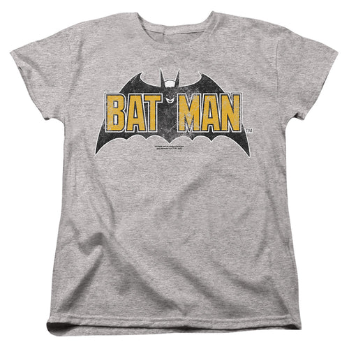 The Batman Vintage Bat Logo on Gray Womens T-Shirt