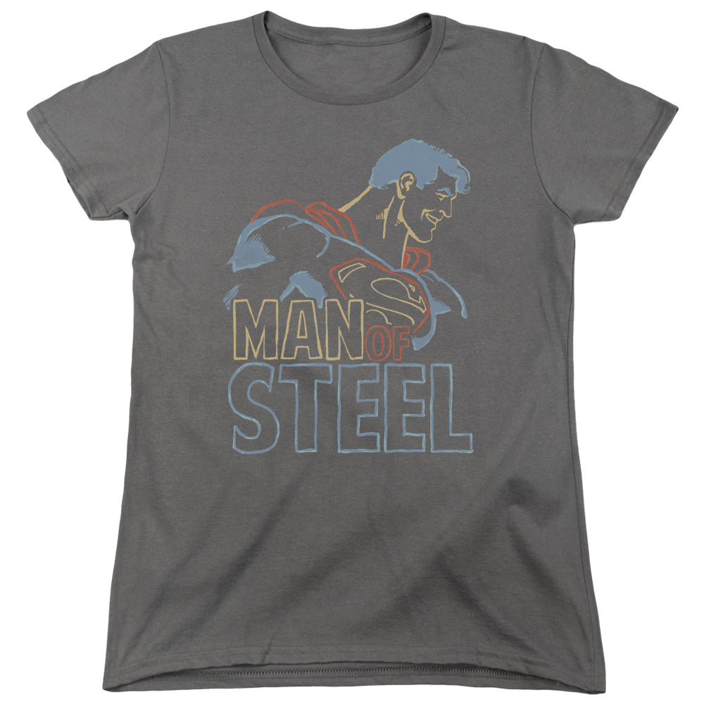 Superman Colored Lines Womens T-Shirt