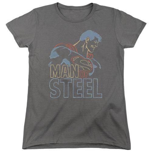 Superman Colored Lines Womens T-Shirt