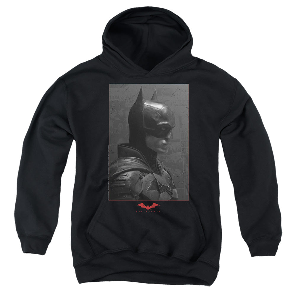 The Batman Worn Portrait Youth Hoodie