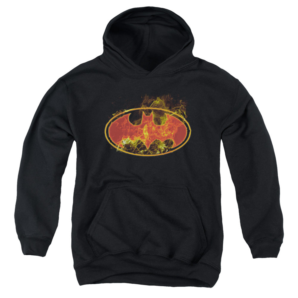 Batman Flames Logo Youth Hoodie