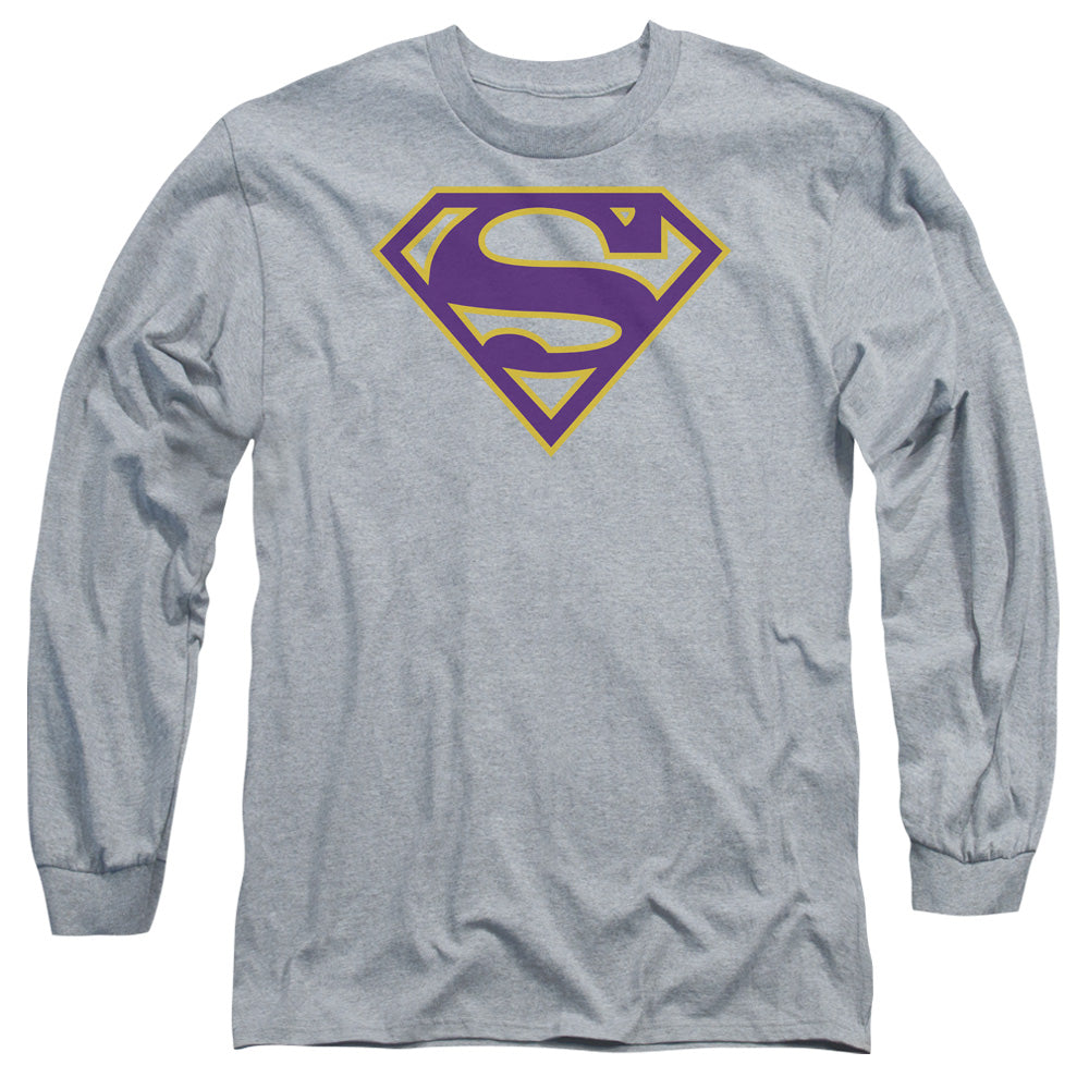 Superman Purple & Gold Shield Athletic Heather Long Sleeve T-Shirt