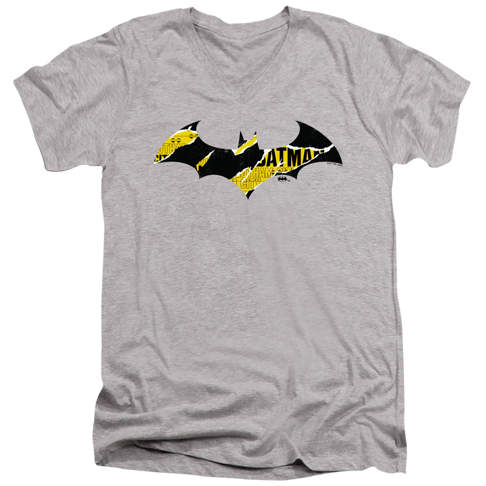 Batman Batman Torn Gotham Logo V-Neck T-Shirt