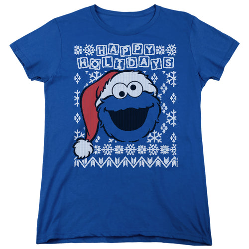 Sesame Street Cookie Monster Ugly Christmas Womens T-Shirt
