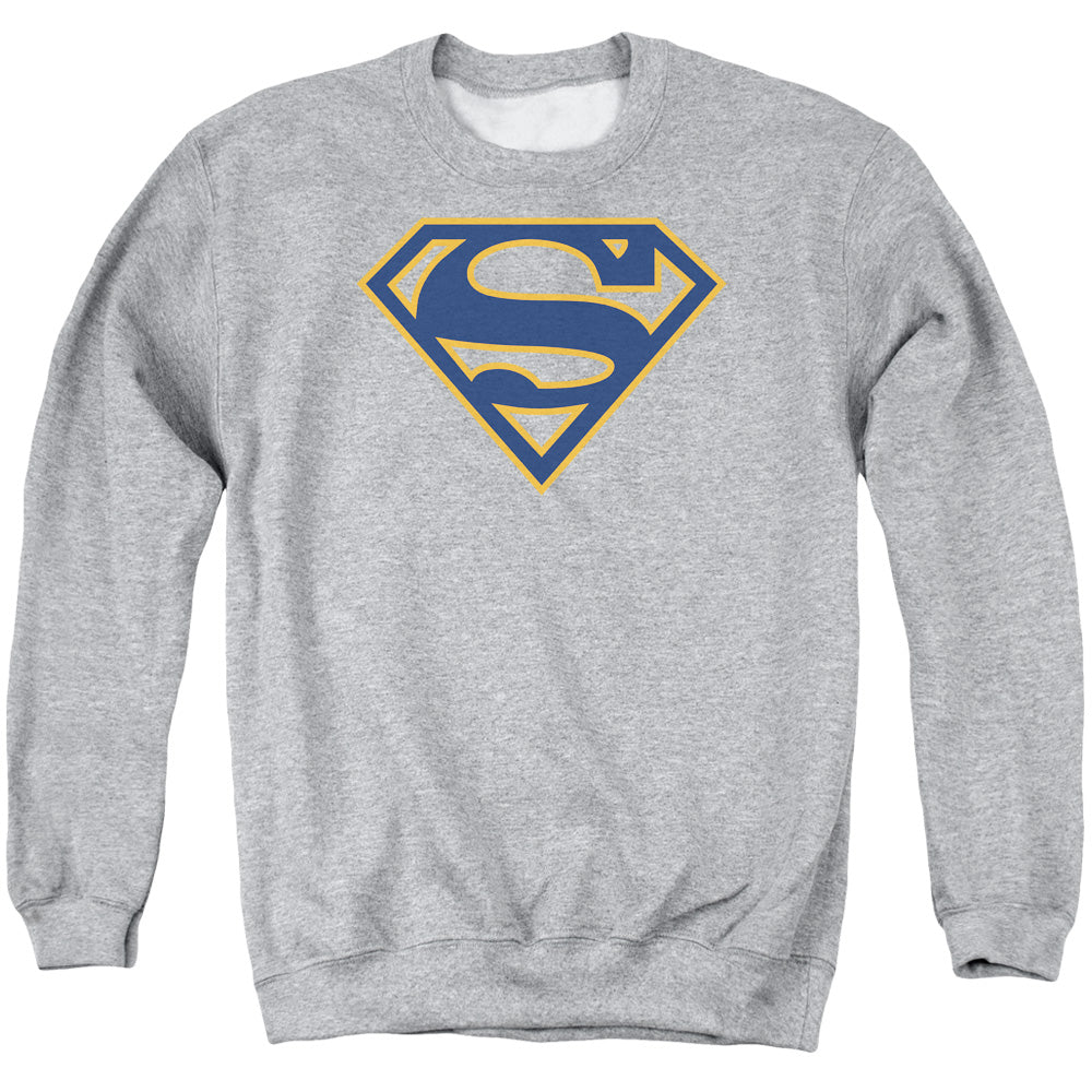 Superman Navy & Orange Shield Athletic Heather Crewneck Sweatshirt