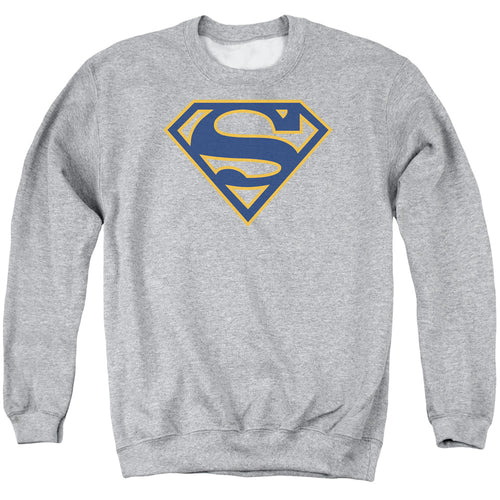 Superman Navy & Orange Shield Athletic Heather Crewneck Sweatshirt