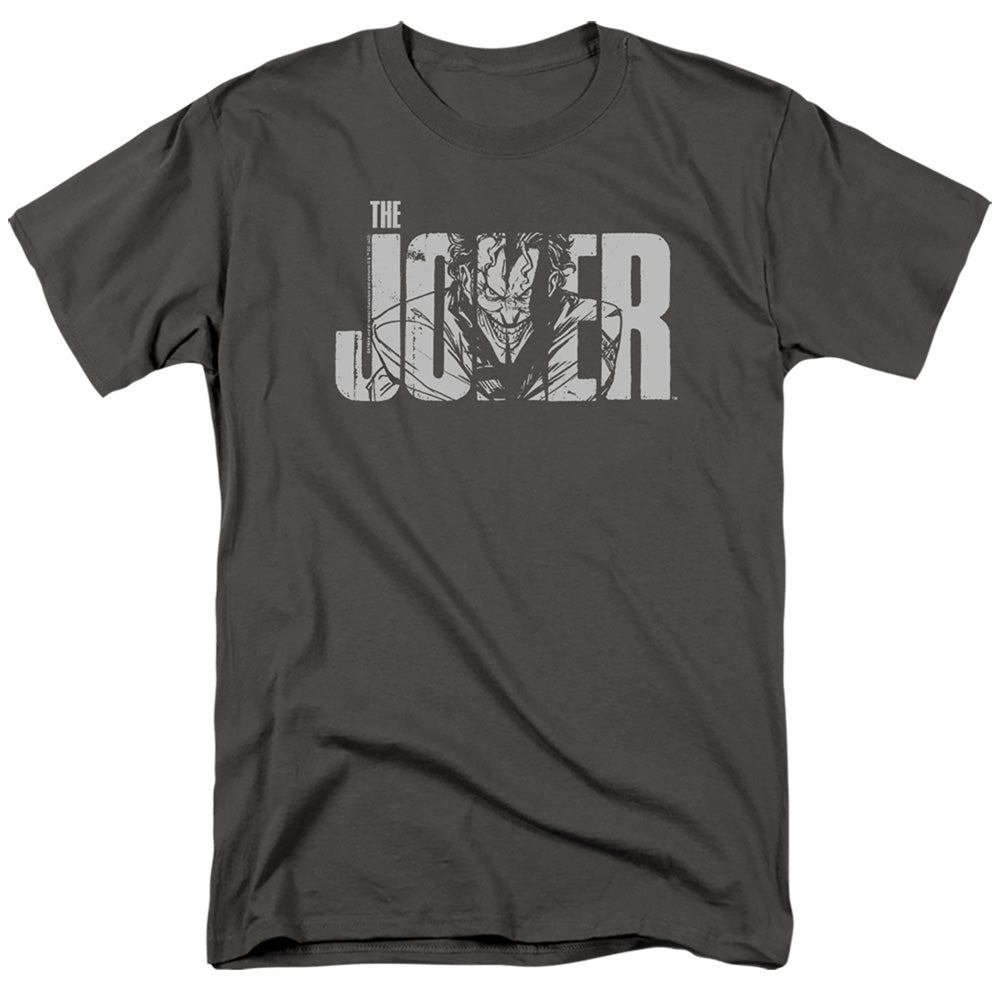 The Batman Joker Text on Gray T-Shirt