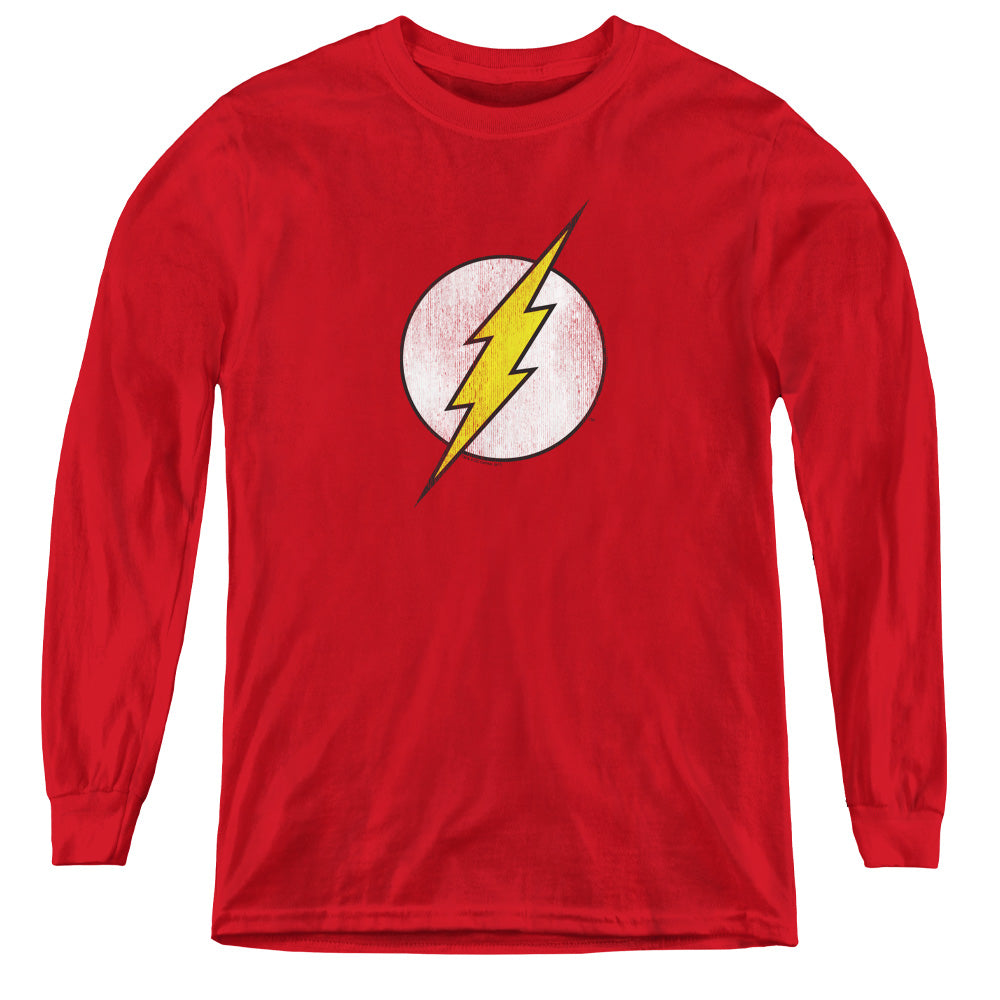 The Flash Flash Logo Distressed Youth Long Sleeve T-Shirt