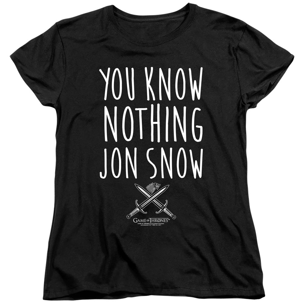 Game of Thrones You Know Nothing Jon Snow Womens T-Shirt