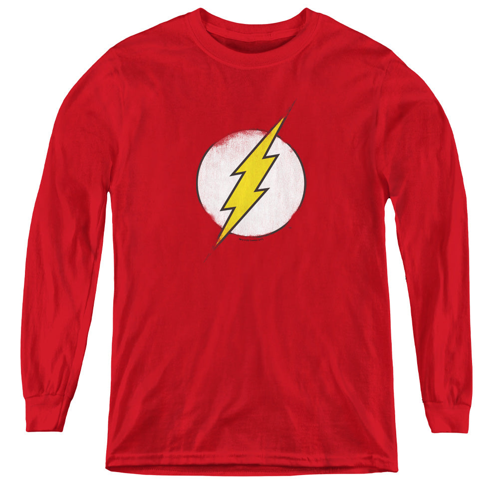 The Flash Rough Flash Logo Youth Long Sleeve T-Shirt
