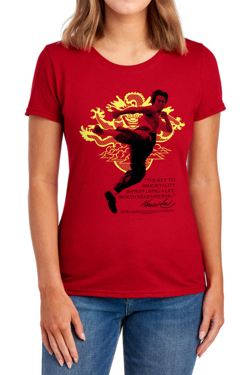 Bruce Lee Immortal Dragon Womens T-Shirt