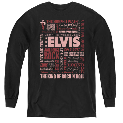 Elvis Presley Whole Lotta Type Youth Long Sleeve T-Shirt