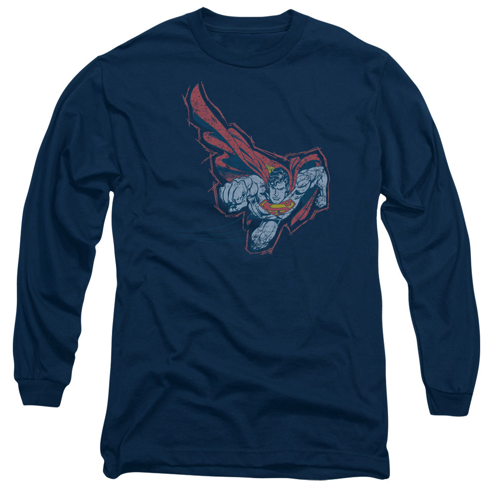 Superman Scribble & Soar Navy Long Sleeve T-Shirt