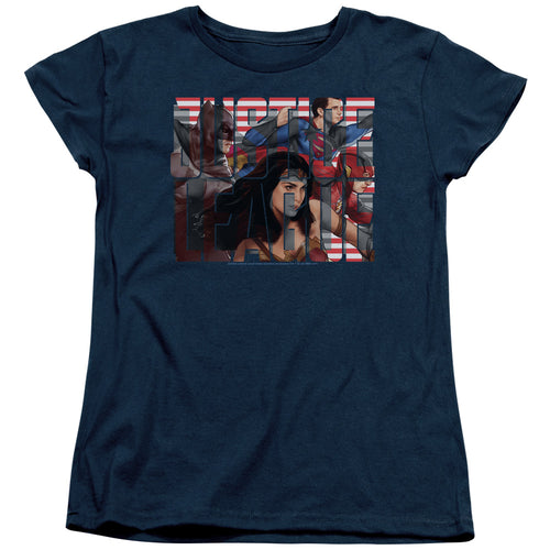Justice League Rally Womens T-Shirt
