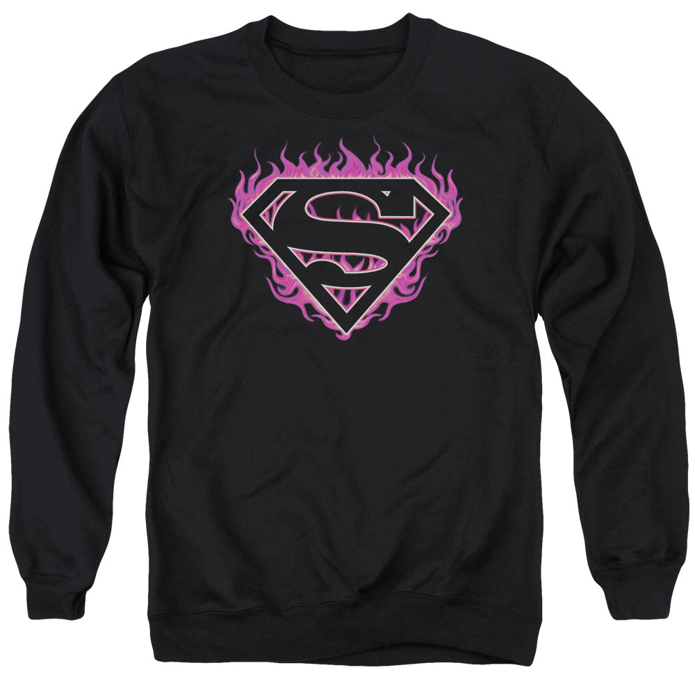 Superman Fuchsia Flames Crewneck Sweatshirt