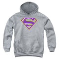 Superman Purple & Gold Shield Athletic Heather Youth Hoodie