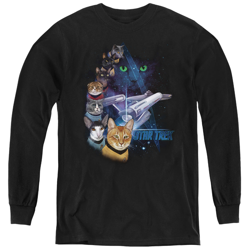 Star Trek Cats Feline Galaxy Youth Long Sleeve T-Shirt
